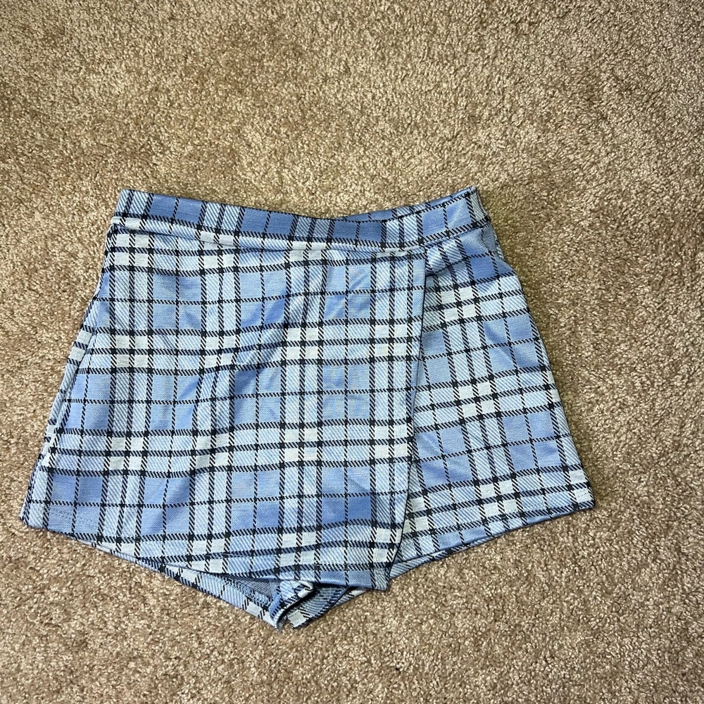 Streetwear Society Blue Plaid Skorts